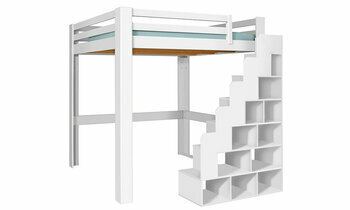 Lit mezzanine bois 200x200 avec escalier  droite